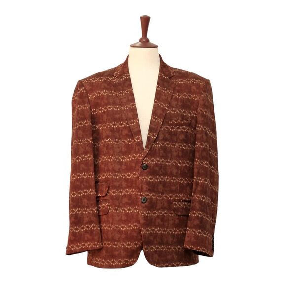 Mens 46R Brown Blazer Jacket Abstract Sport Coat Summer Formal